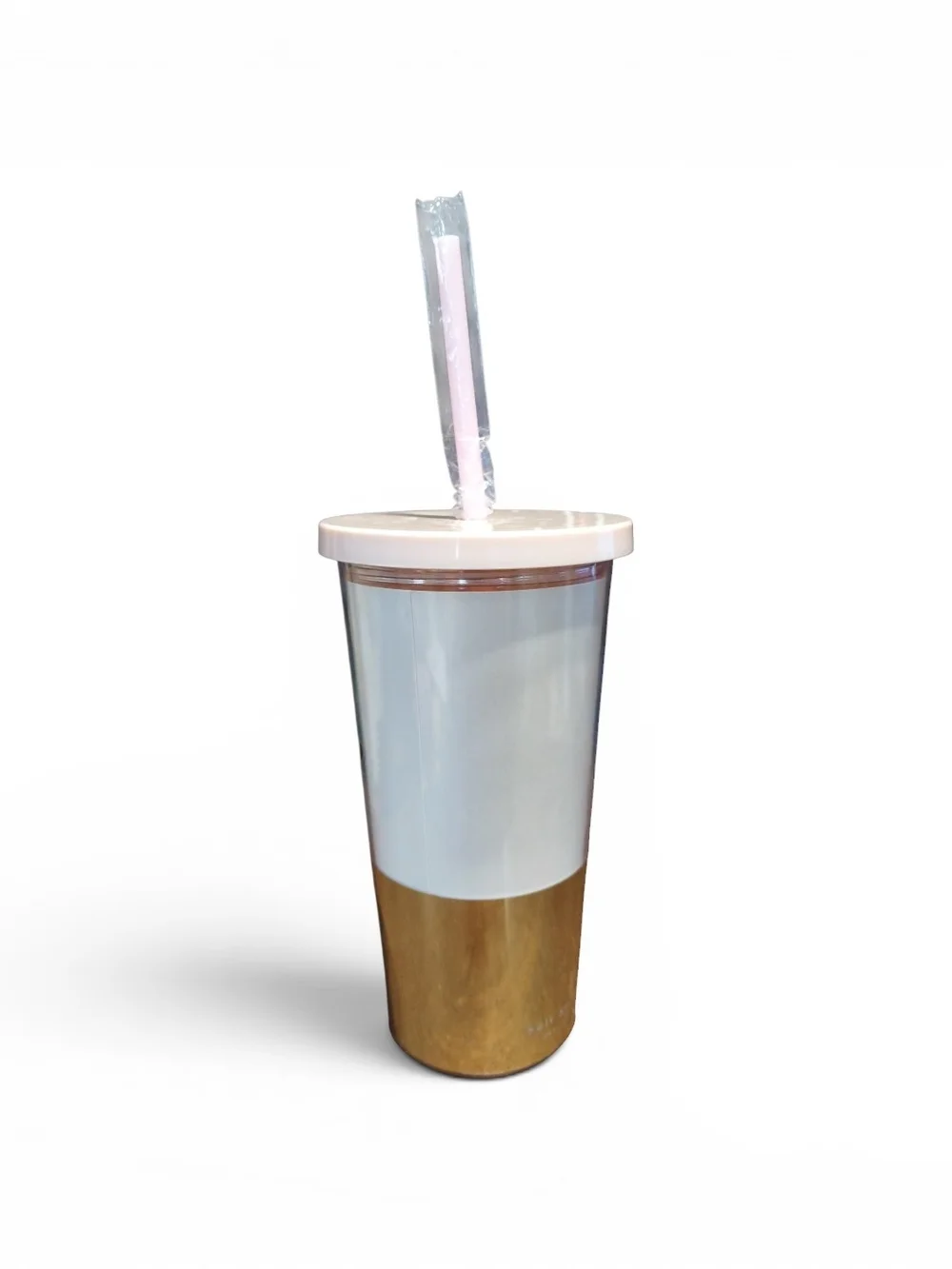 kate spade new york Gold/Blush Pink Bridal Insulated Tumbler with Reusable Straw